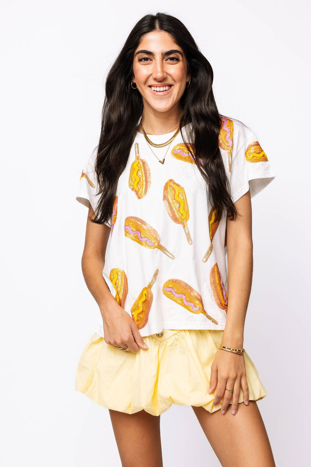 White Scattered Corn Dog Tee