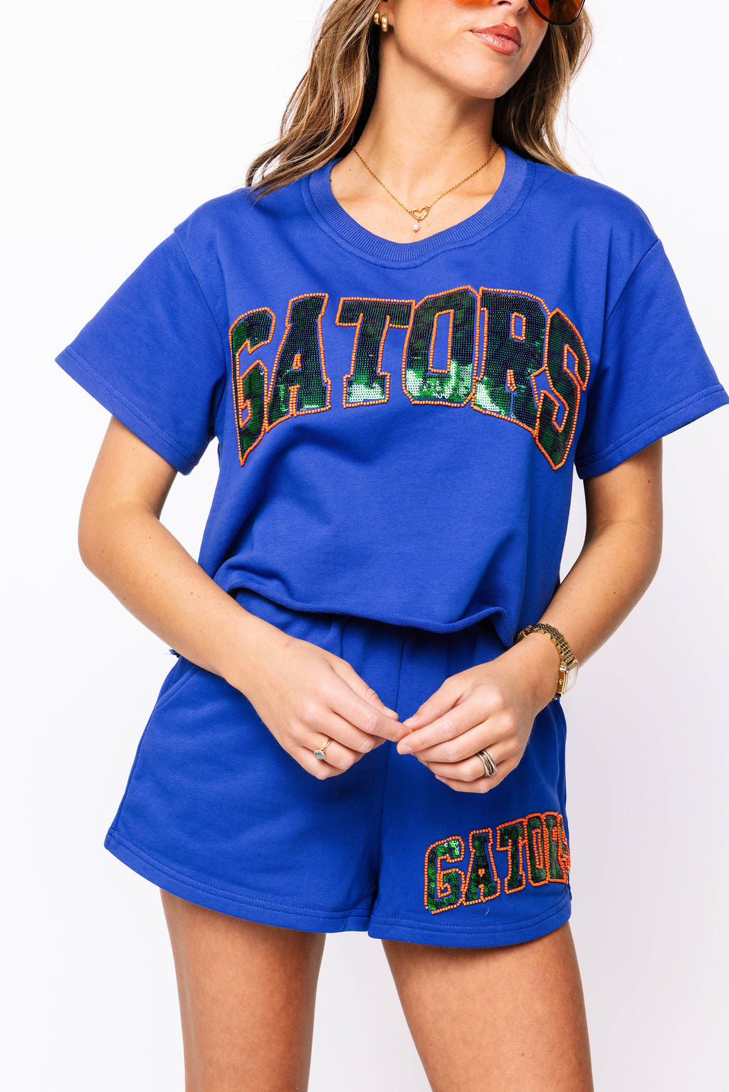 Licensed Royal Sequin 'Gators' Word Top