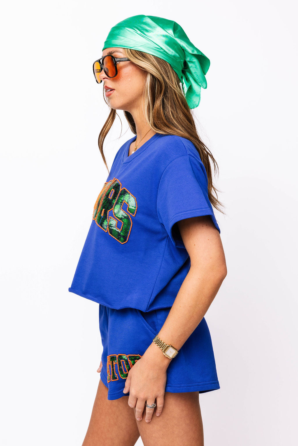 Licensed Royal Sequin 'Gators' Word Shorts