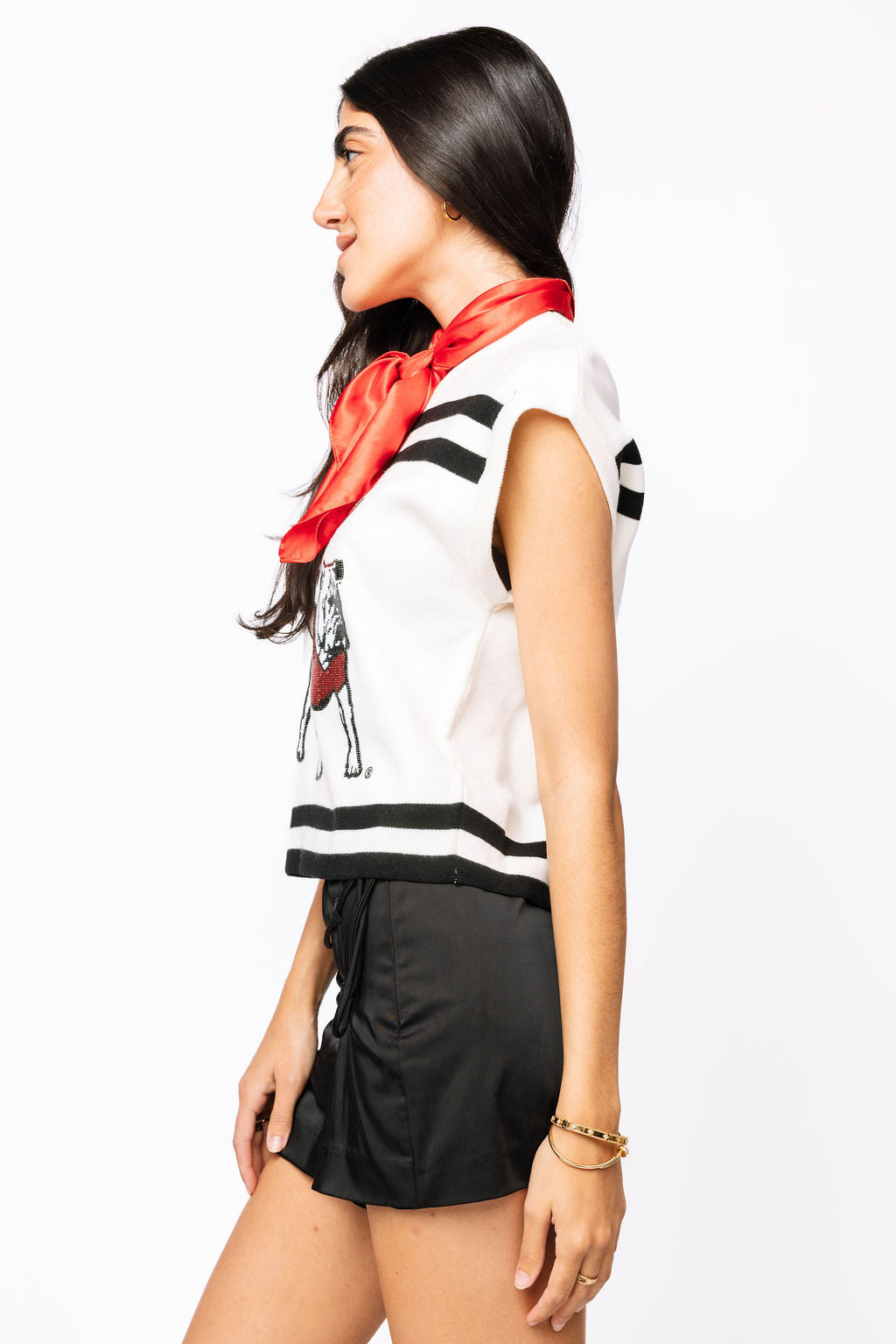 Licensed Stripe 'Georgia' Bulldog Short Sleeve Top