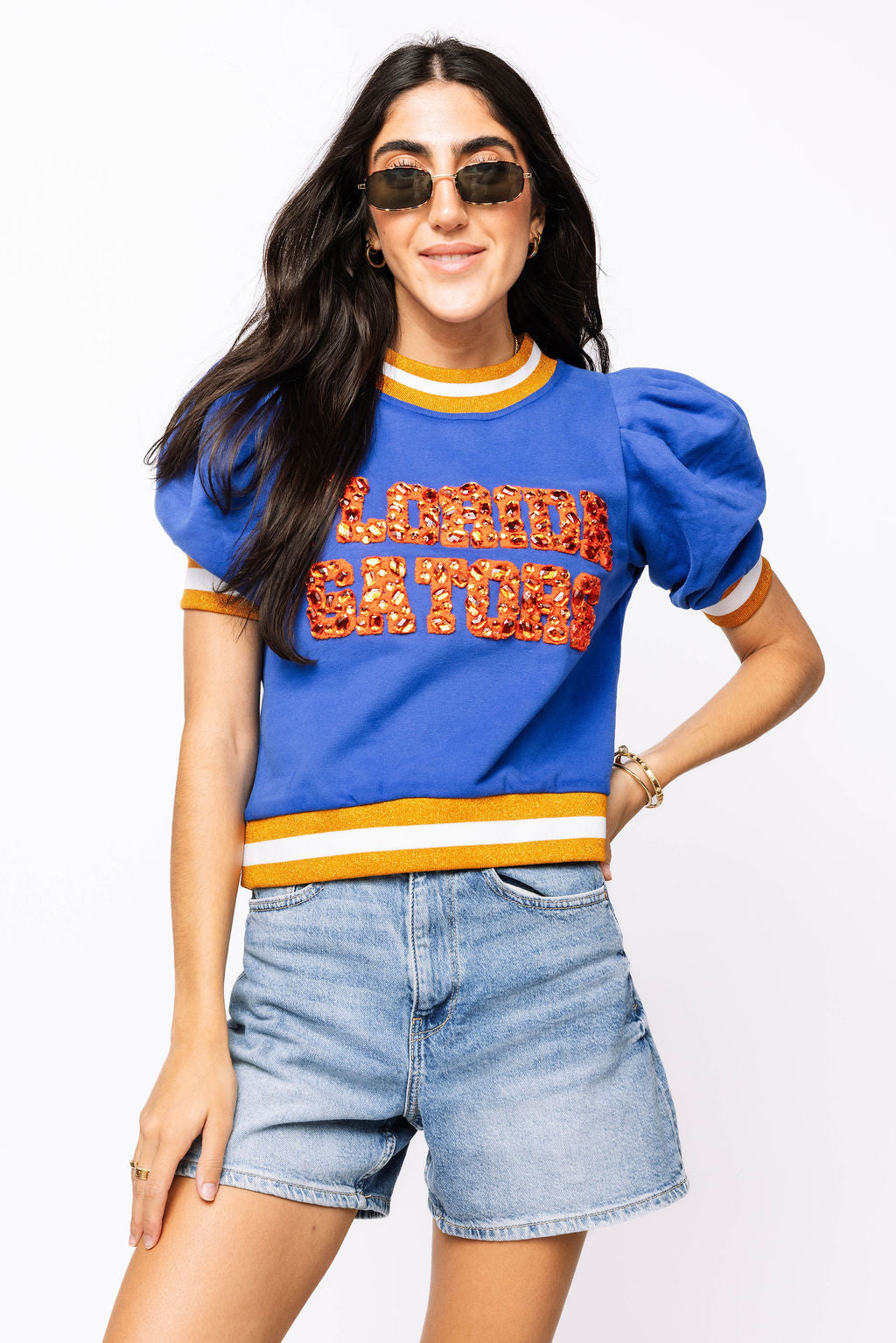 Licensed Royal & Orange Poof Sleeve 'Florida Gators' Short Sleeve Top