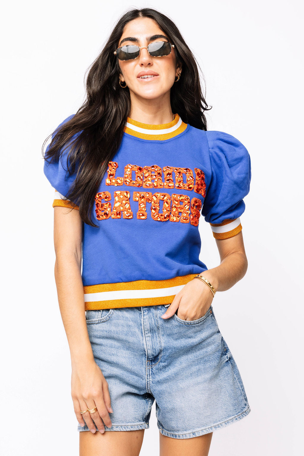 Licensed Royal & Orange Poof Sleeve 'Florida Gators' Short Sleeve Top