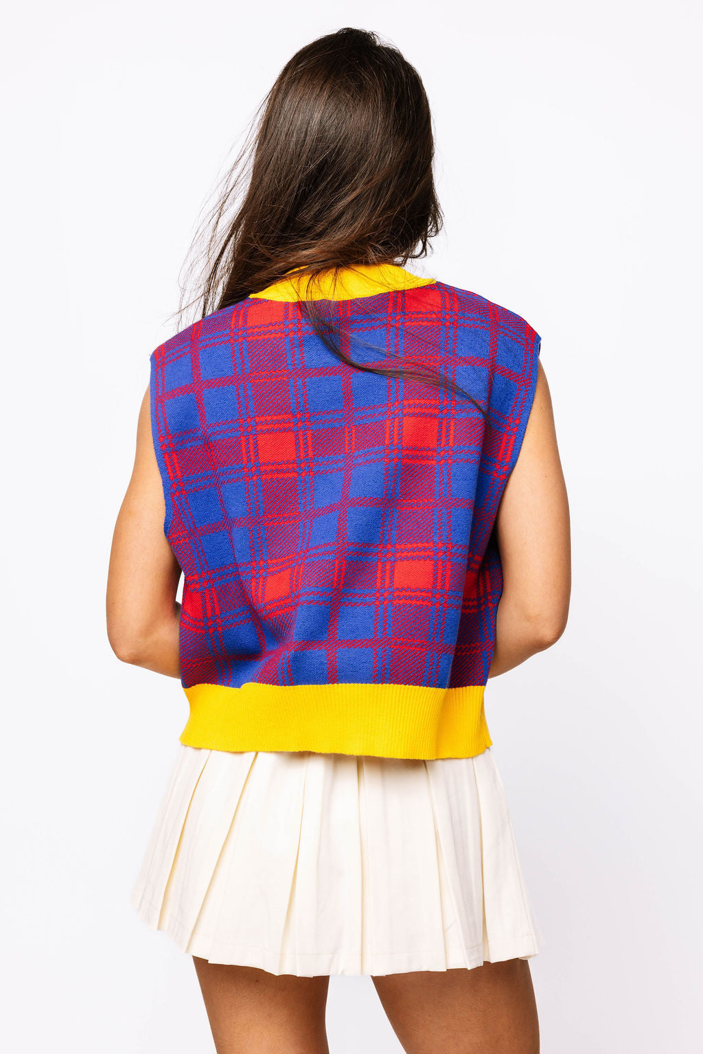 Licensed- Red & Royal Plaid KU Jayhawks Sweater Vest