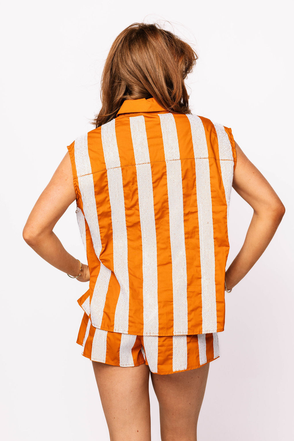 SAMPLE - Burnt Orange & White Sequin Striped Set