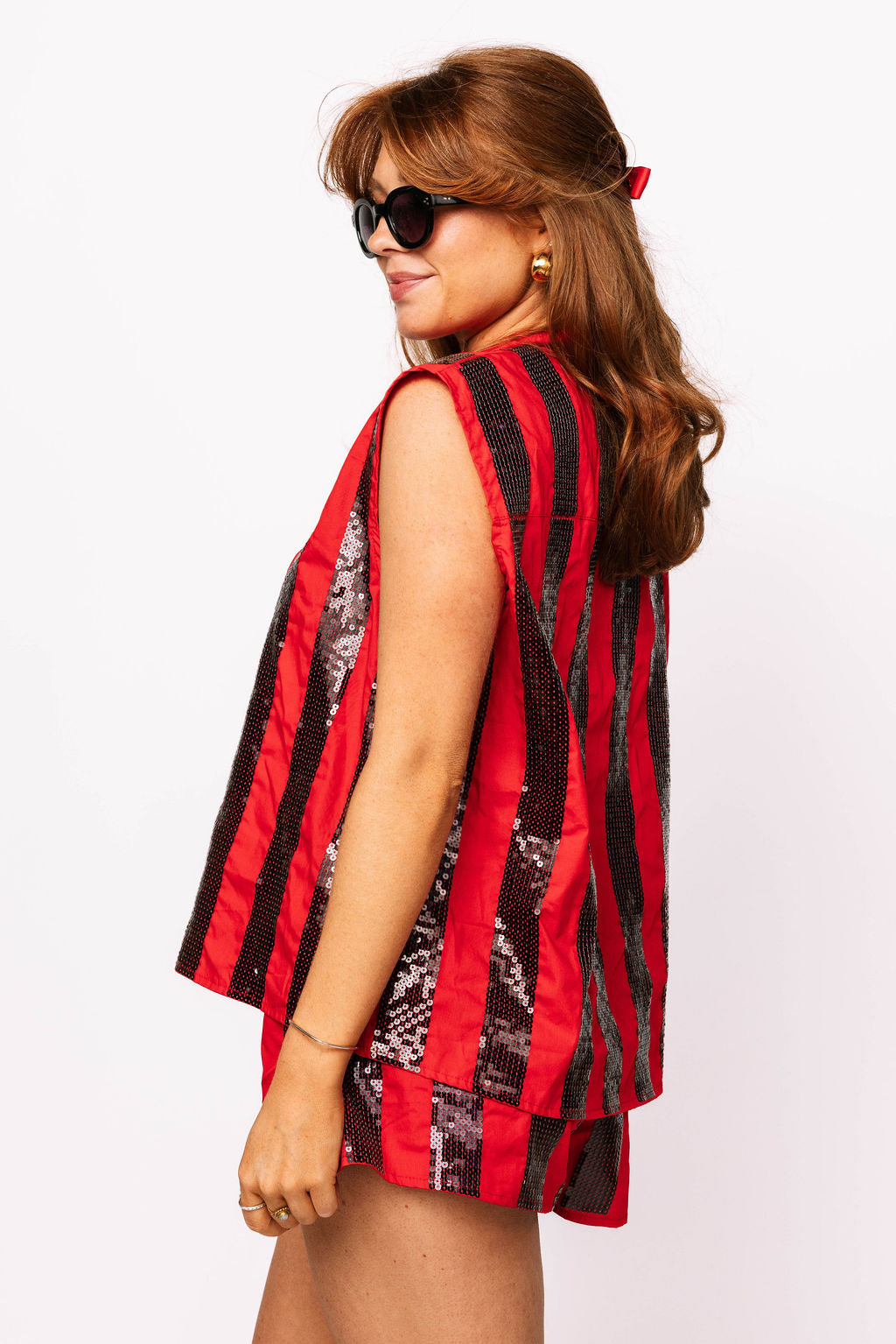 SAMPLE - Red & Black Sequin Striped Set