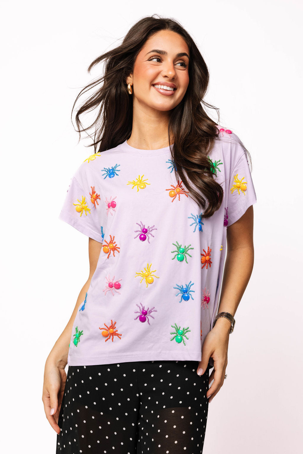 Lavender Multi Beaded Spider Tee