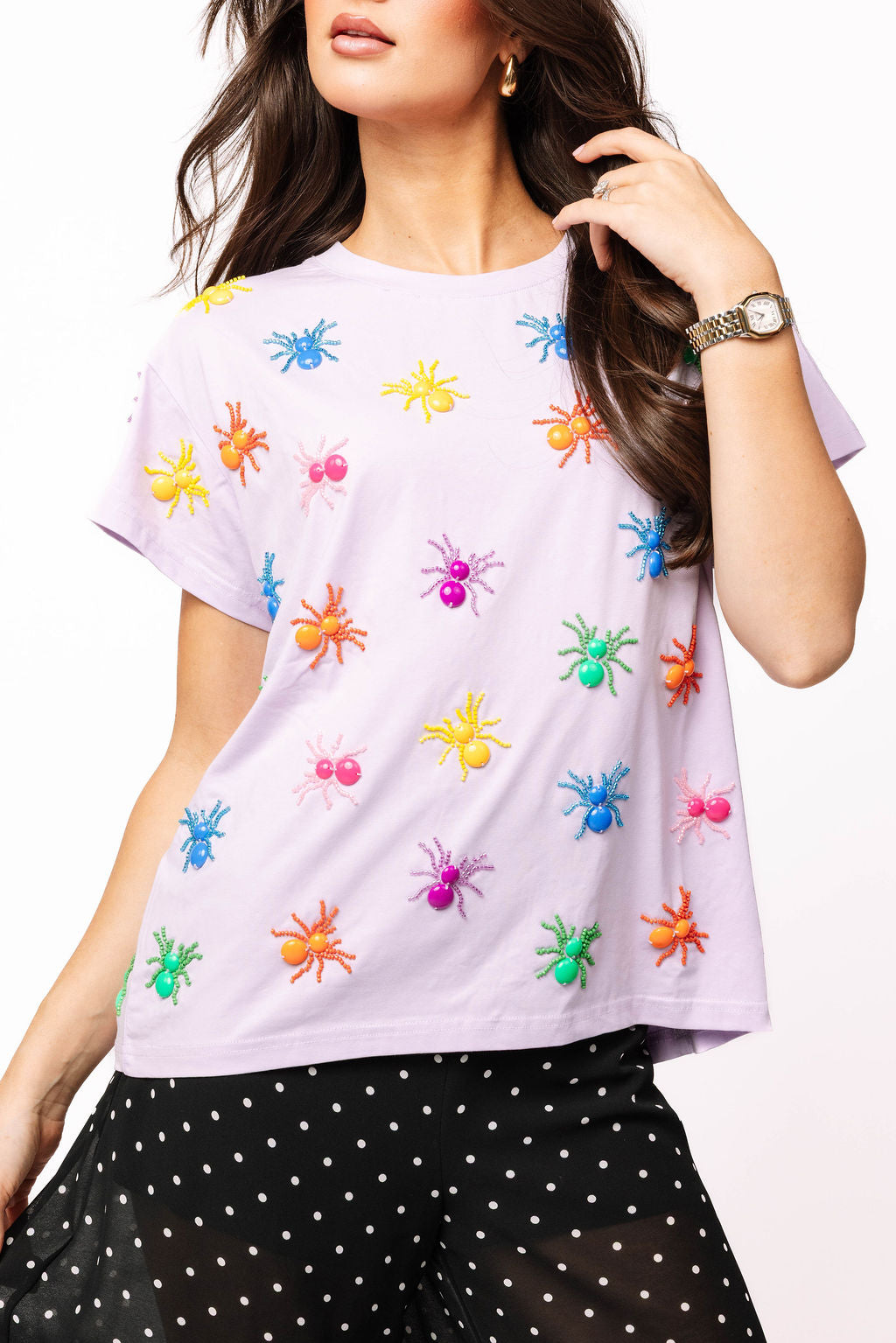 Lavender Multi Beaded Spider Tee