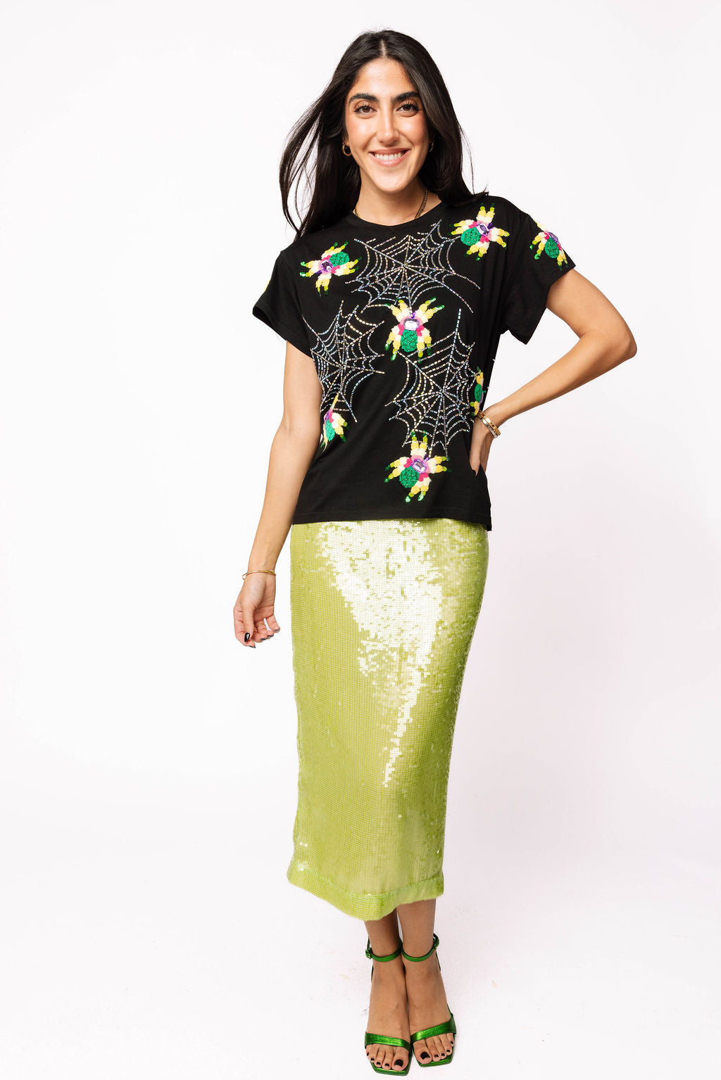 Black Fuzzy Crawling Spiders Tee