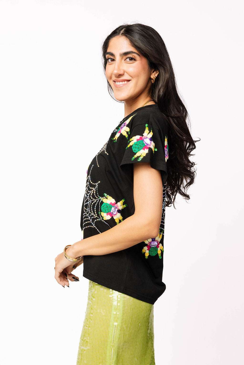 Black Fuzzy Crawling Spiders Tee