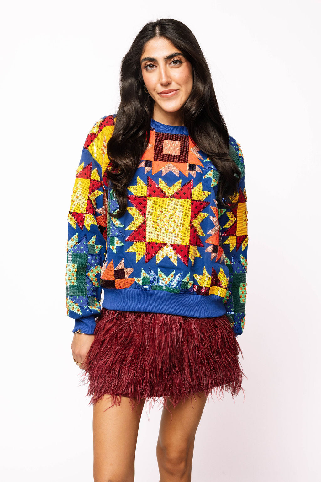 Royal Blue Multi Patchwork Sweatshirt
