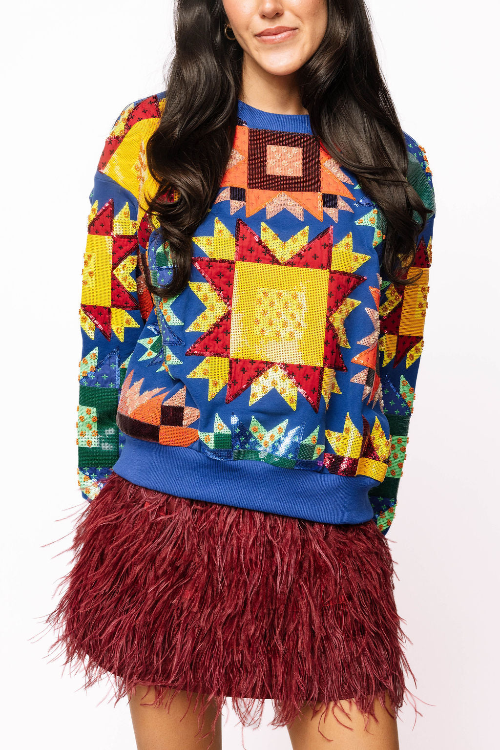 Royal Blue Multi Patchwork Sweatshirt