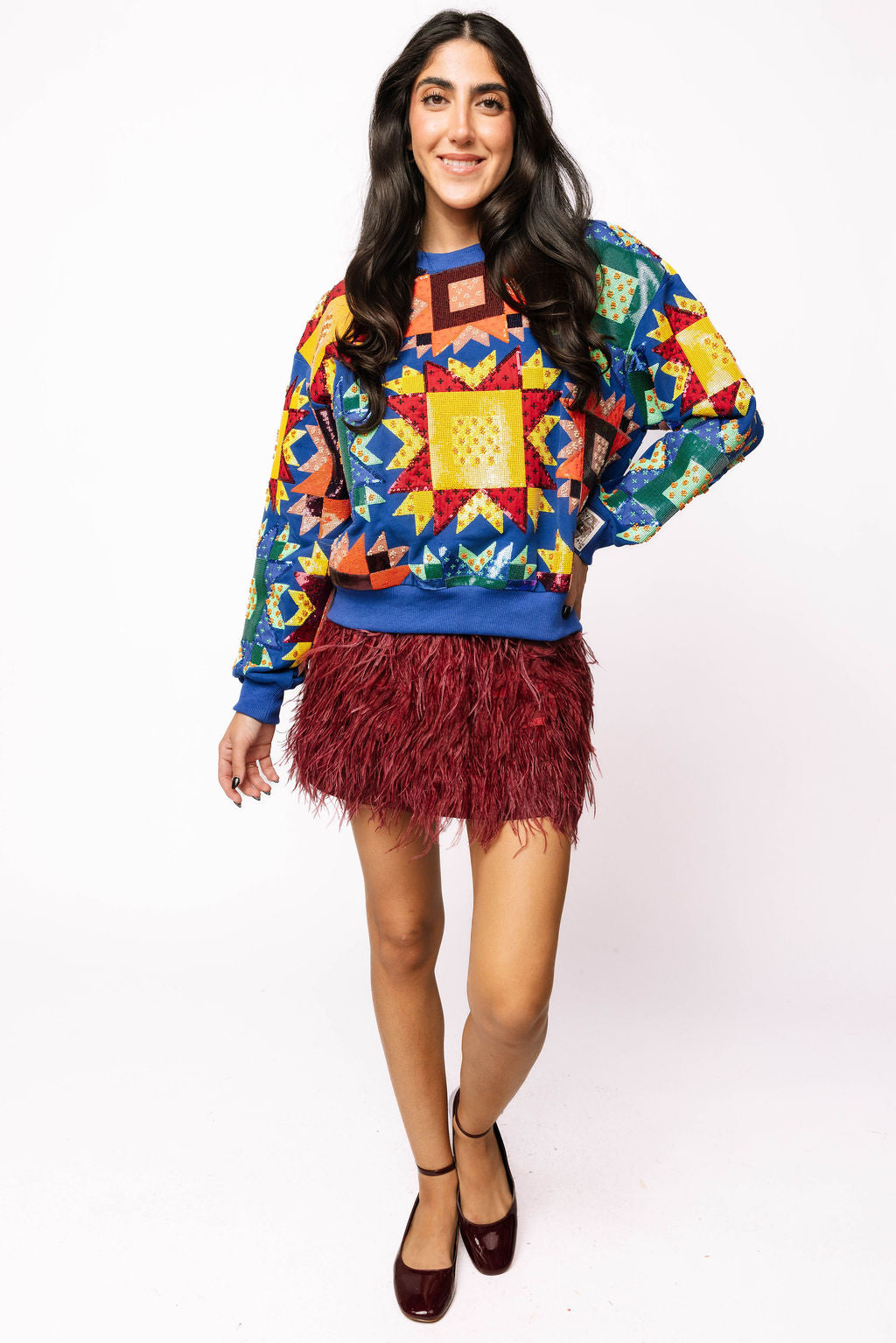 Royal Blue Multi Patchwork Sweatshirt