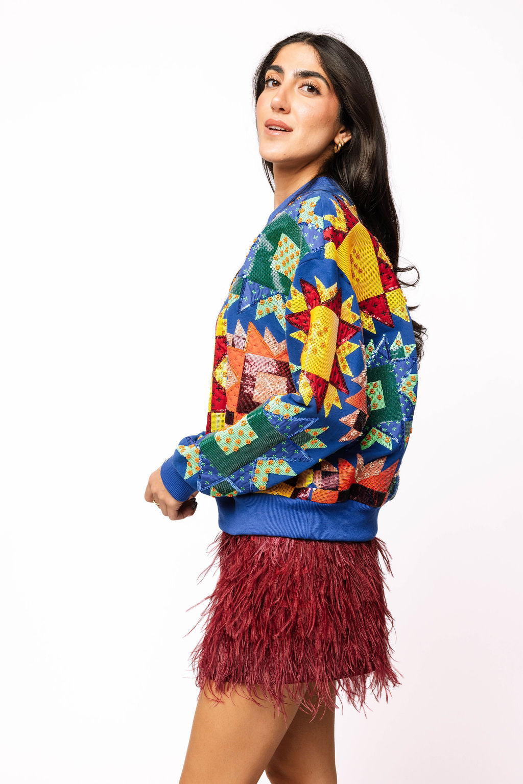 Royal Blue Multi Patchwork Sweatshirt