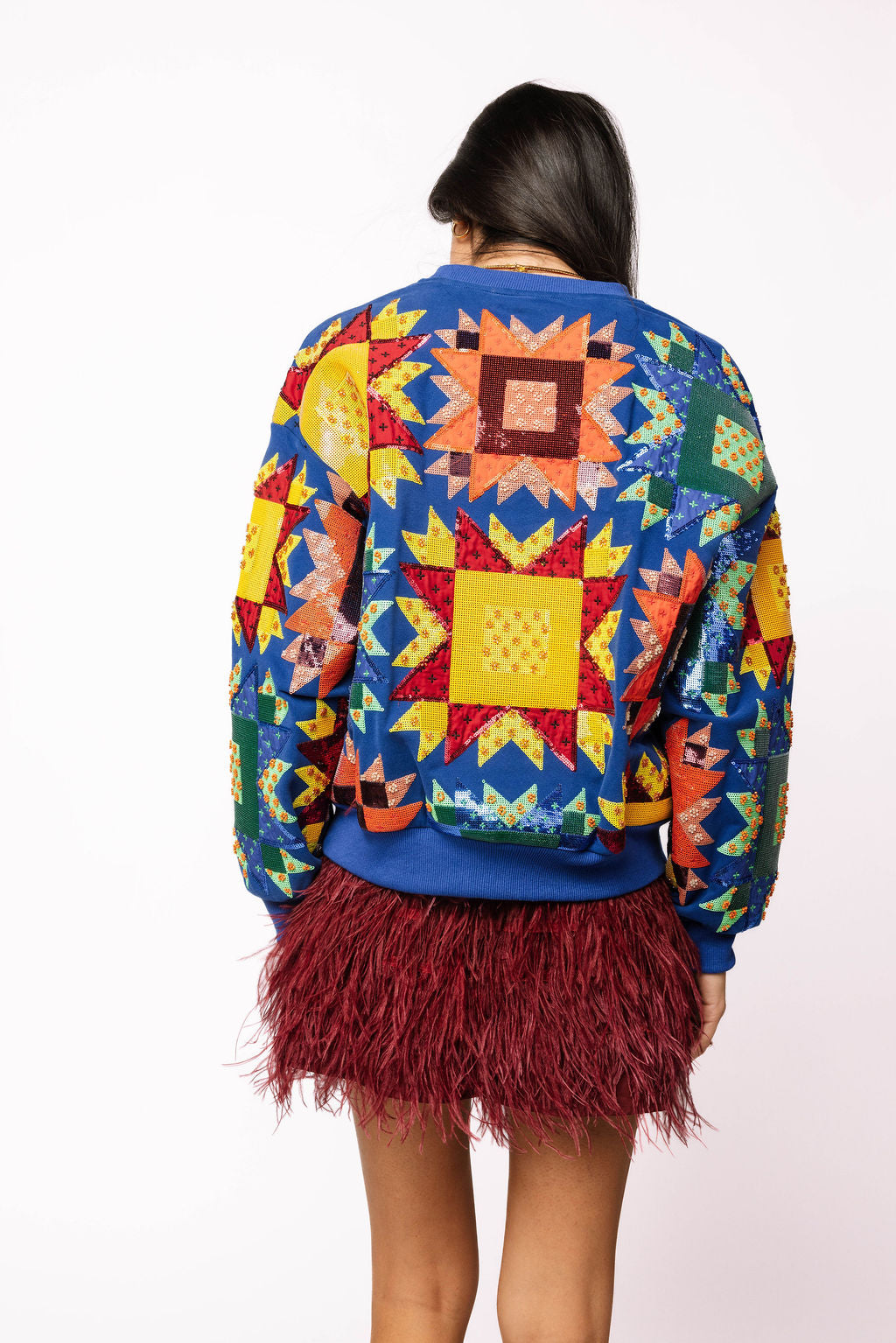 Royal Blue Multi Patchwork Sweatshirt