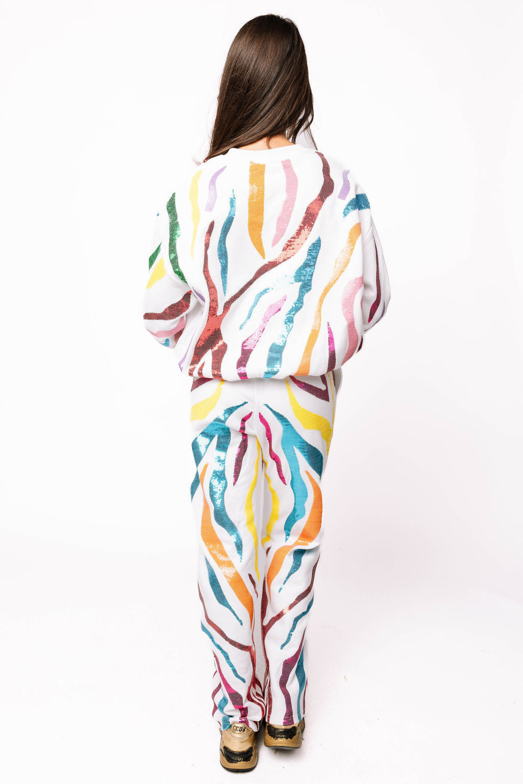 White & Rainbow Tiger Stripe Sweatshirt