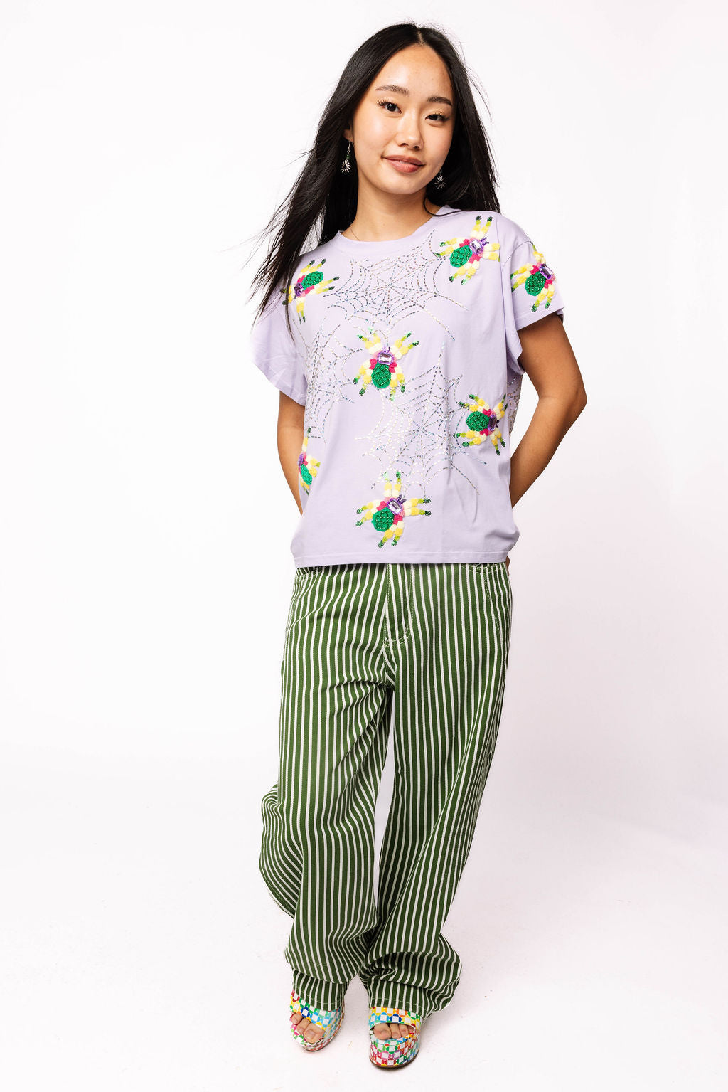 Lavender Fuzzy Crawling Spiders Tee