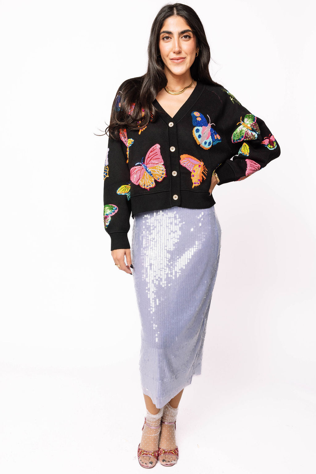 Black Big Butterfly Cardigan