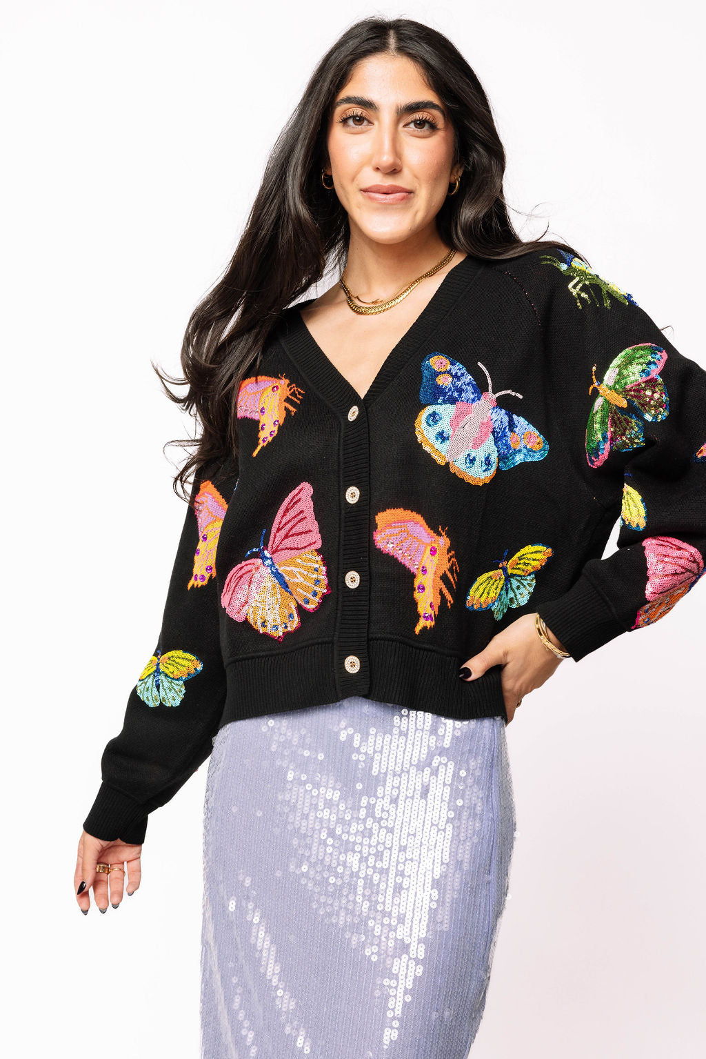 Black Big Butterfly Cardigan
