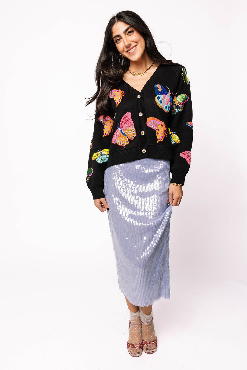 Black Big Butterfly Cardigan