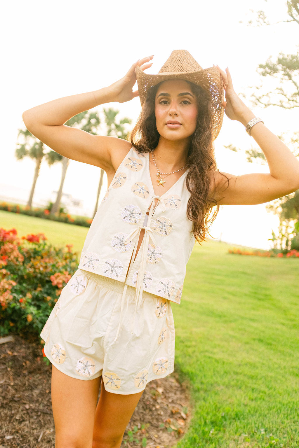 Sand Dollar Cotton Tie Tank