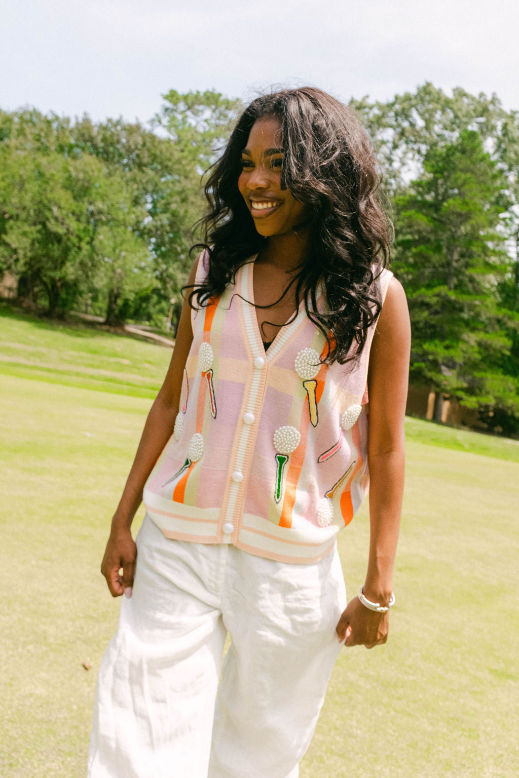 Light Pink Plaid Golf 'Tee Time' Sweater Vest