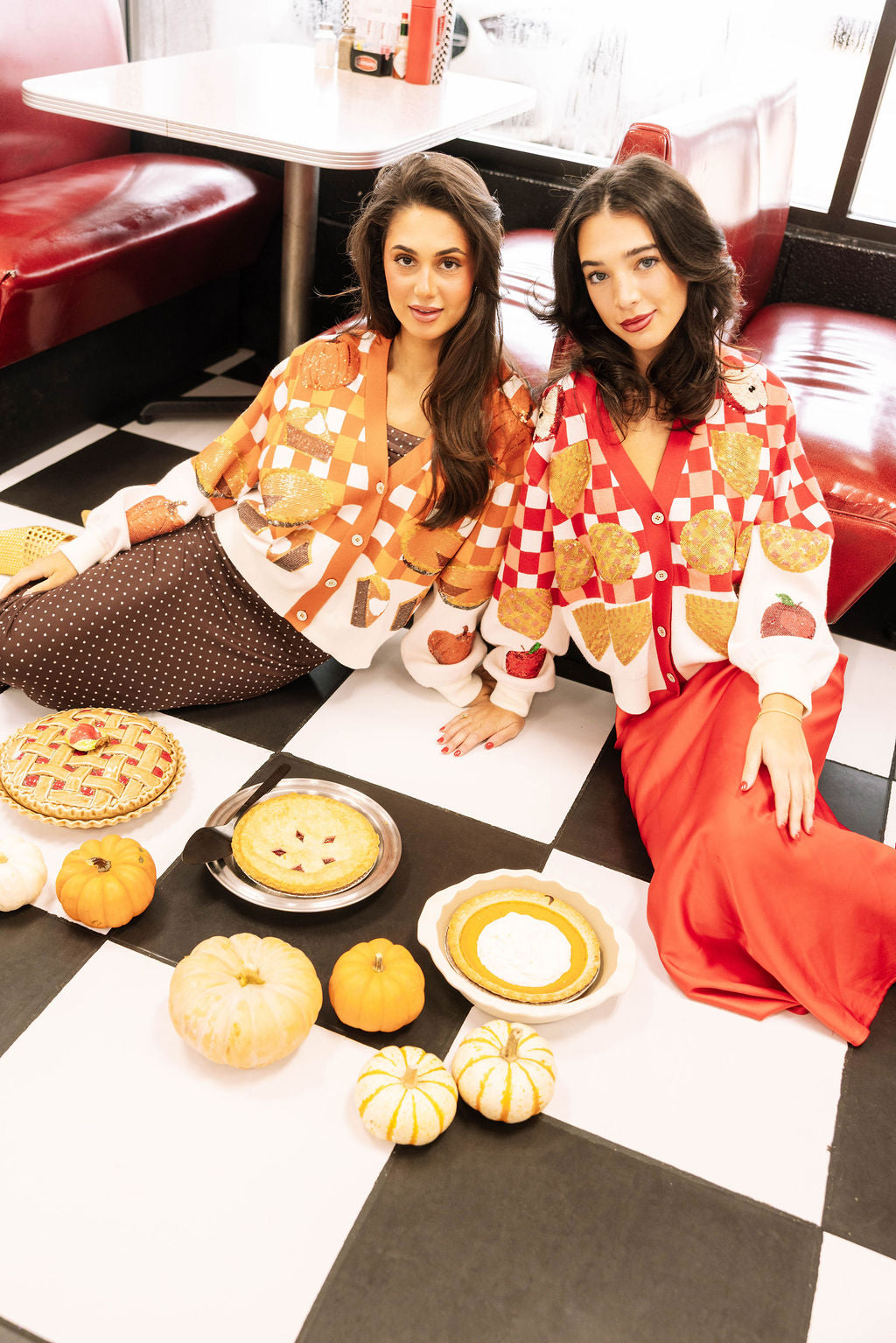 Red & White Apple Pie Button Up Cardigan